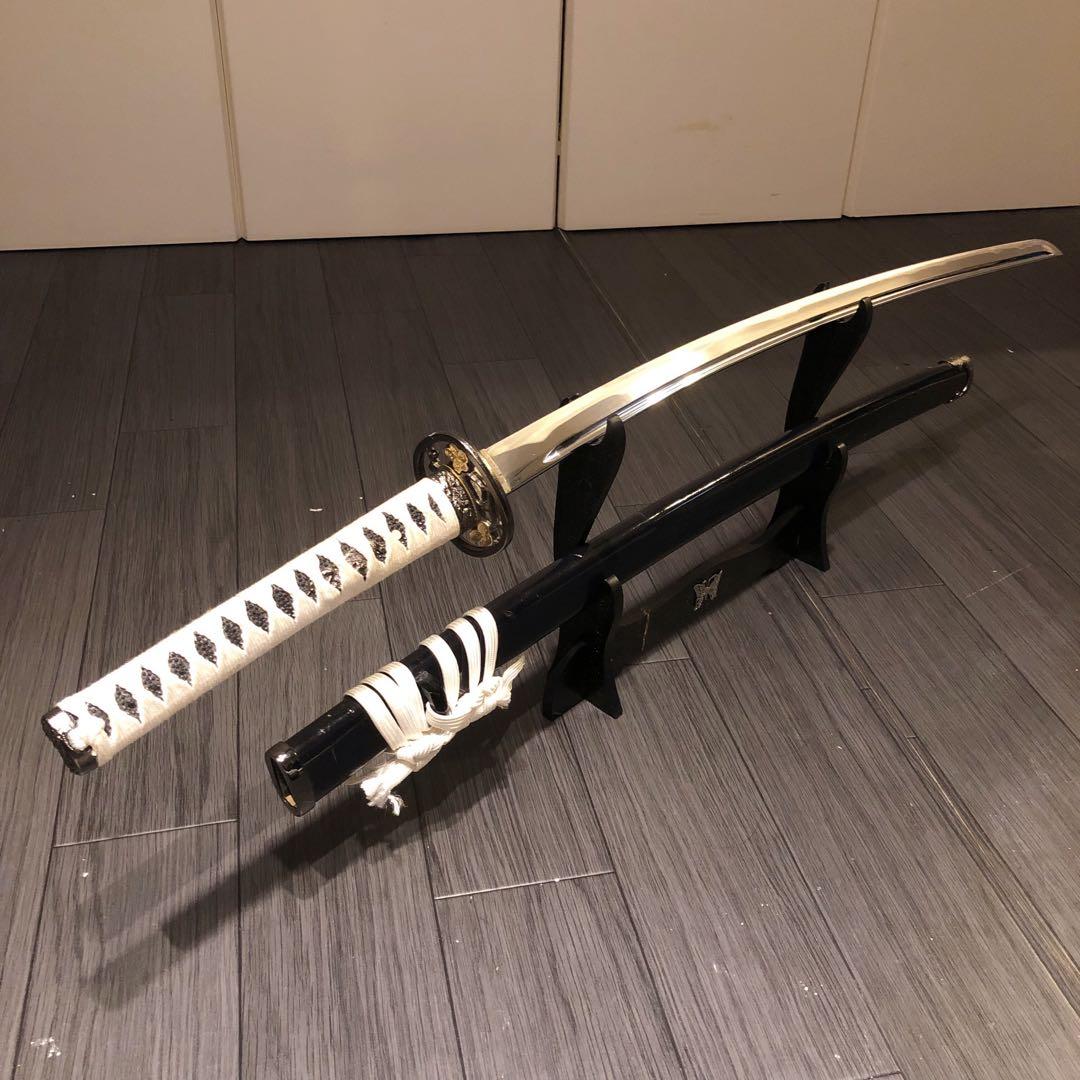 高級模造刀　樋有刀身 茶白拵え　居合刀　太刀　本格模造刀