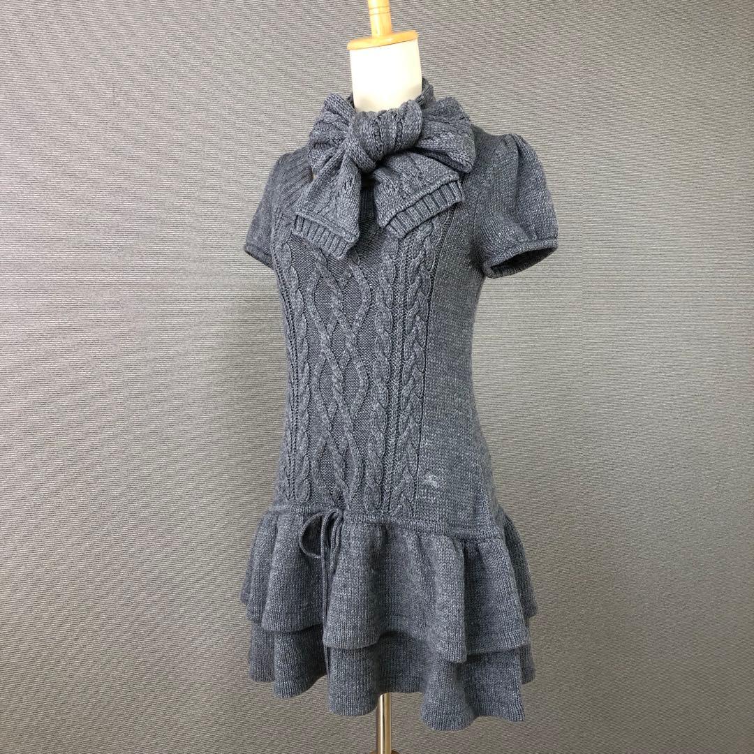 BURBERRY BLUE LABEL 半袖 ケーブル ニットワンピース 38