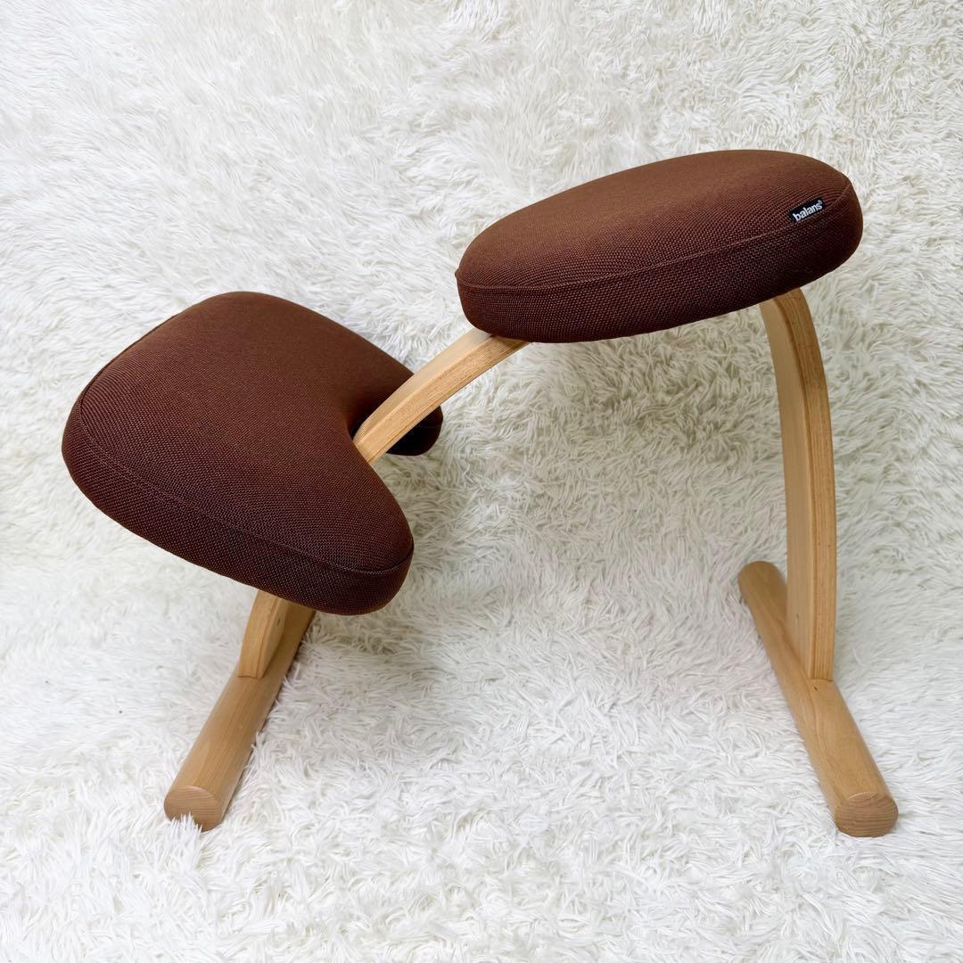 未使用級 Balans Easy 姿勢矯正チェア 学習椅子 ブラウン カバー付き