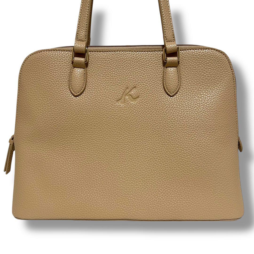 極美品 Kitamura ハンドバッグ レザー シボ革 本革 ベージュ 肩掛け