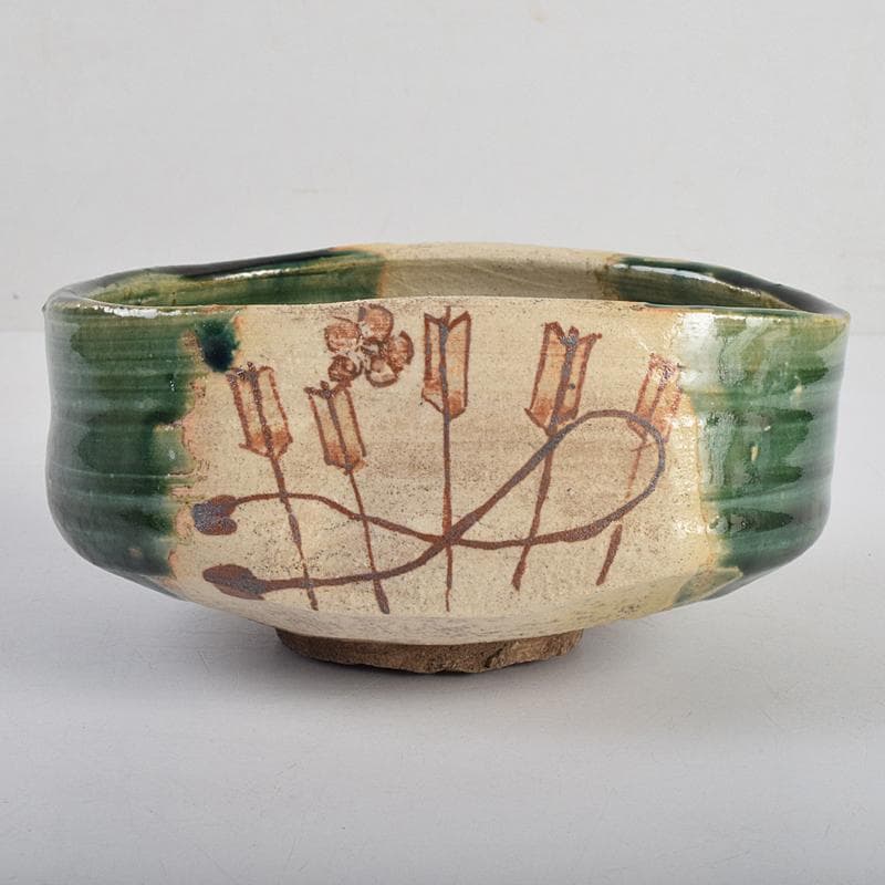 茶道具　古瀬戸　織部焼　沓茶碗　時代箱付　C　R9114