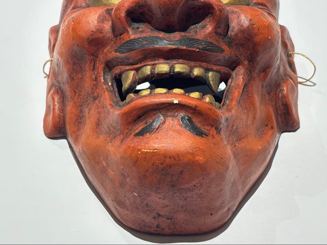 「能面 顰（しかみ）」陶器 1面|獅噛 歯噛 能楽 アンティーク お面