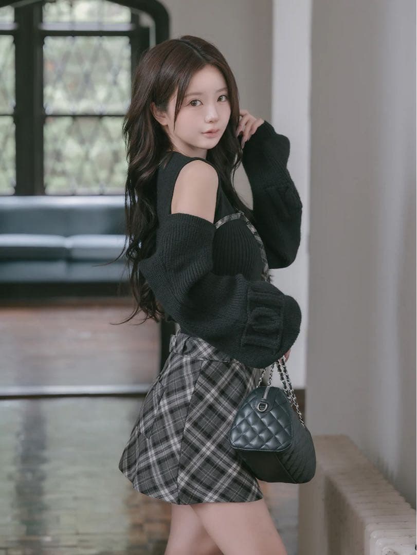 【お値下げ中‼️】ドッキングミドルウエストニットミニワンピース