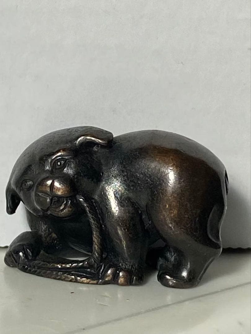 銅器＋二支戌干支吉兆開運 ギフト 贈り物プレゼント 置物 犬 縁起物 在銘時代物