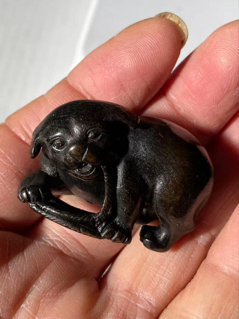 銅器＋二支戌干支吉兆開運 ギフト 贈り物プレゼント 置物 犬 縁起物 在銘時代物