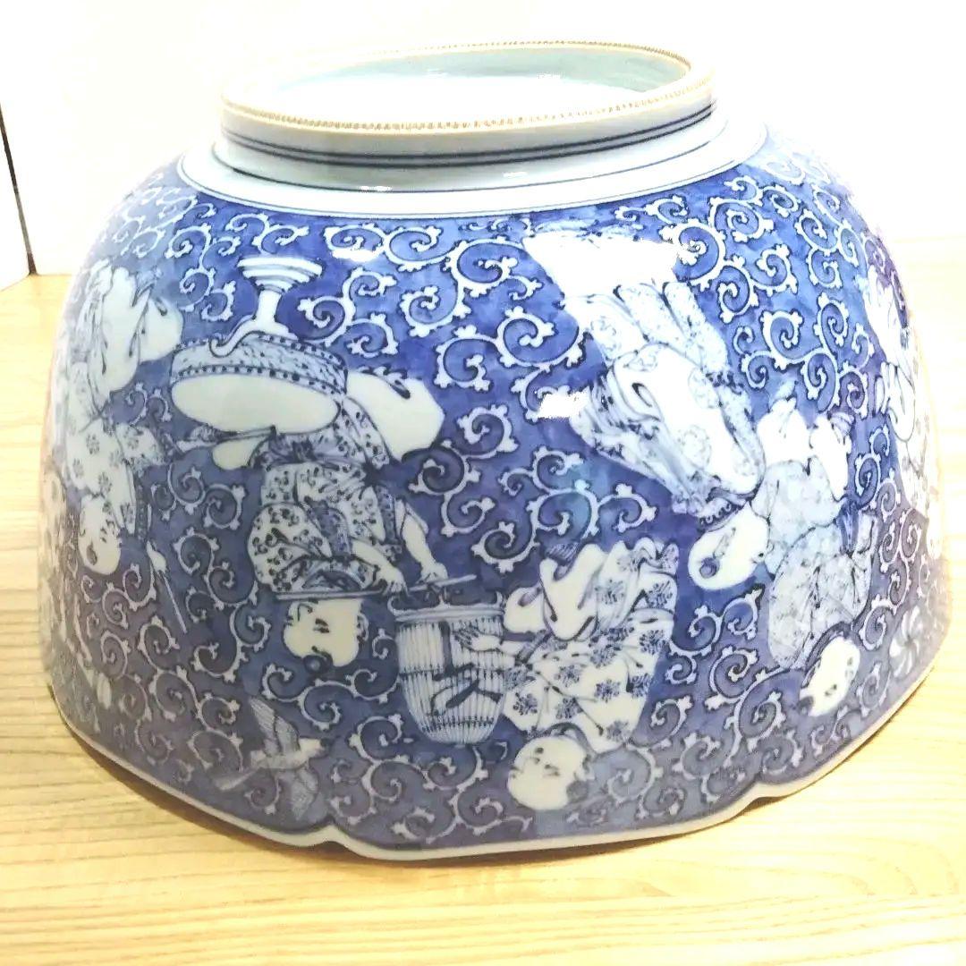 ☆ 平安一星 清水焼 唐子文大鉢