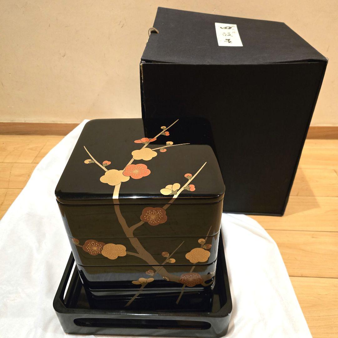 輪島塗 慶塚 四段重 重箱 台座付き