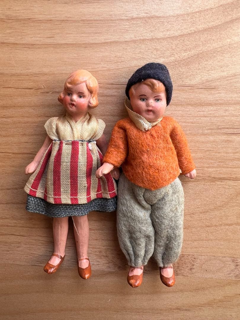 【アンティーク】ドイツ製ビスクドール 9cm 2体セット