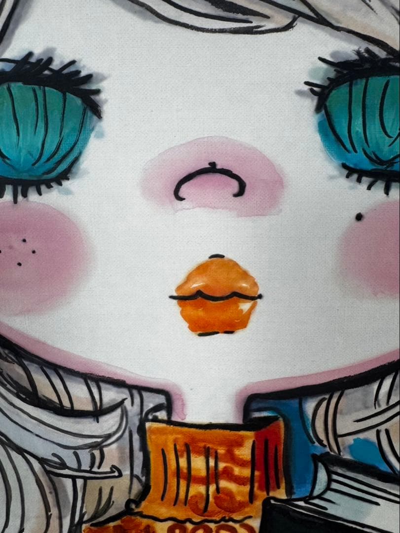 水森亜土/少女画/F10号/絵画/額縁/油彩画/肉筆/手書き