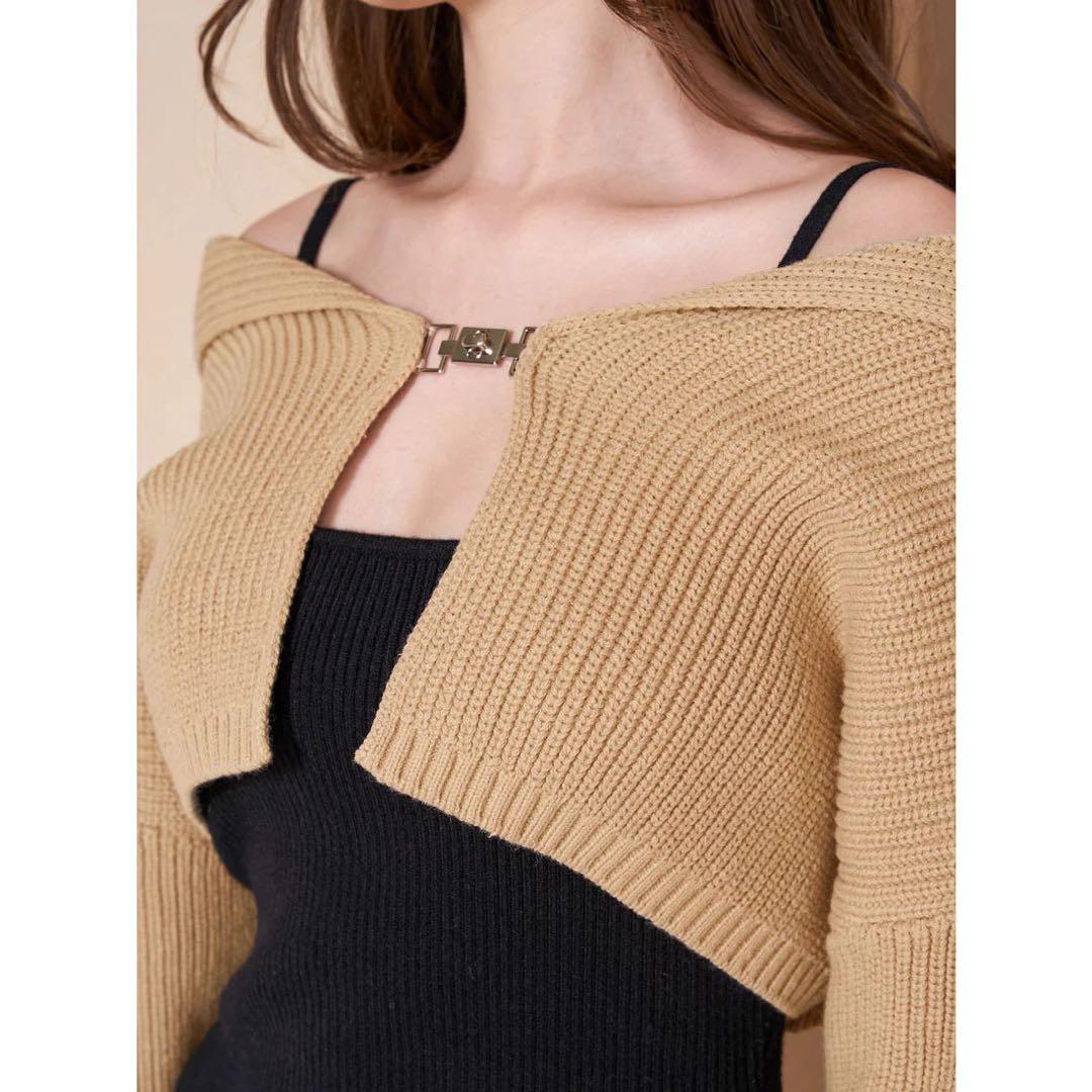 新品タグ付 ダーリッチ ボリュームオフショルアンサンブルミニワンピース F