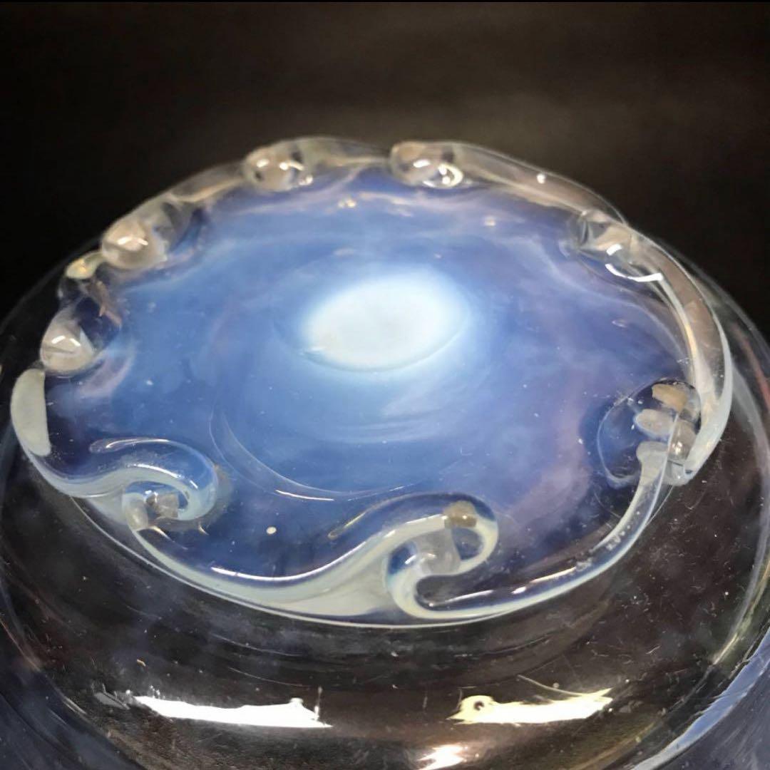 ★明治/大正ガラス！綺麗なブルーに乳白ぼかし小鉢/気泡ガラス/氷コップ/2個！★