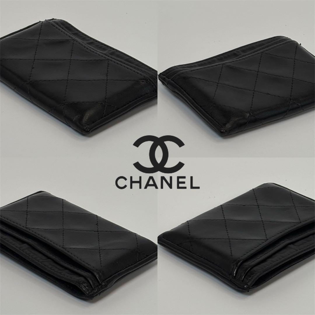A118 CHANEL 【美品】マトラッセ ラムスキン カードケース 名刺入れ