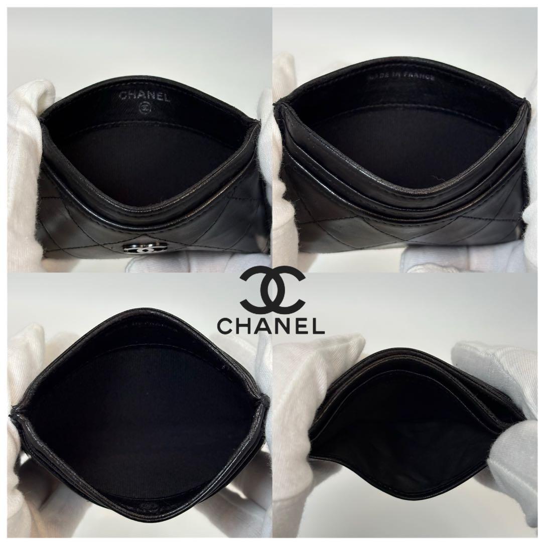 A118 CHANEL 【美品】マトラッセ ラムスキン カードケース 名刺入れ