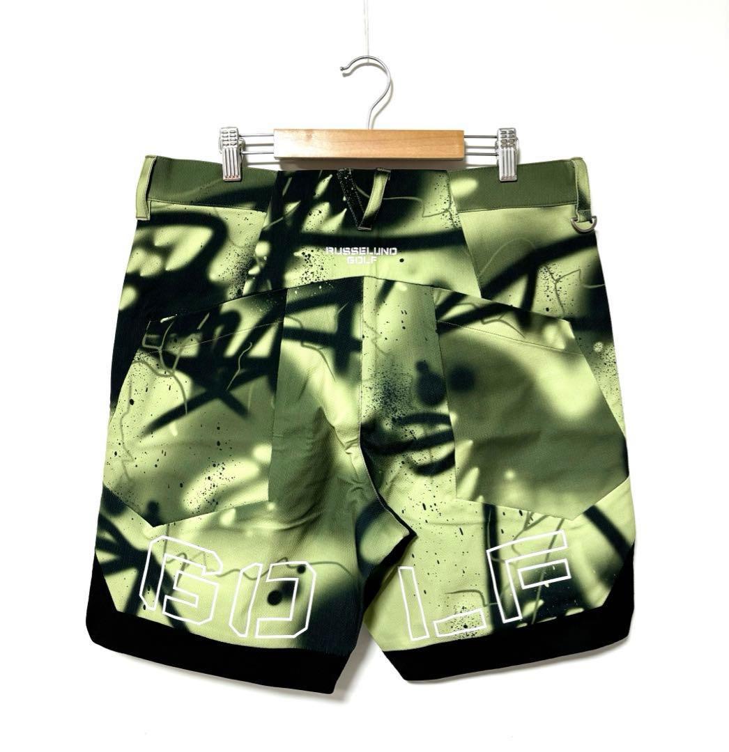 新品 ラッセルノ ゴルフ ロゴ ストレッチ ショーツ スプレー カーキ XL 6